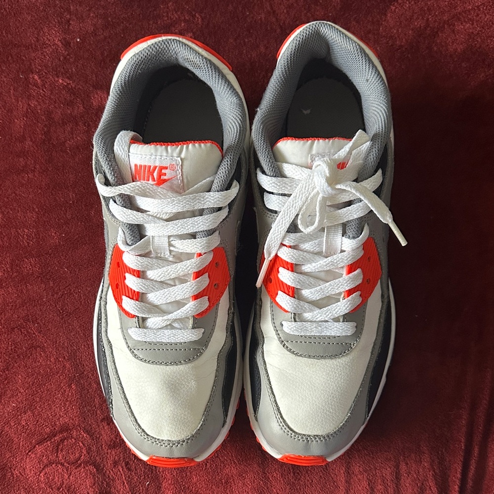 Nike White, Gray & Orange Retro Runner Sneakers